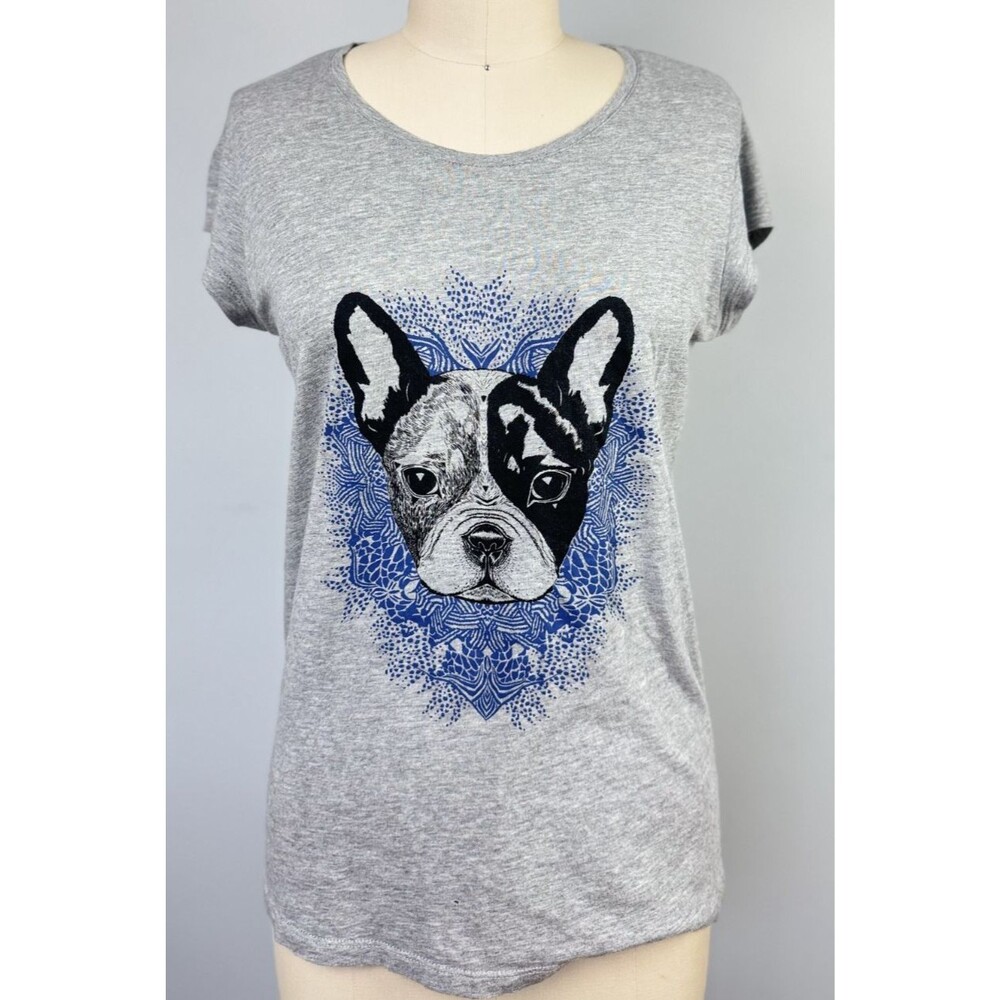 Comptoir Des Cotonniers Grey French Bulldog Womens Short Sleeve XS S T-shirt